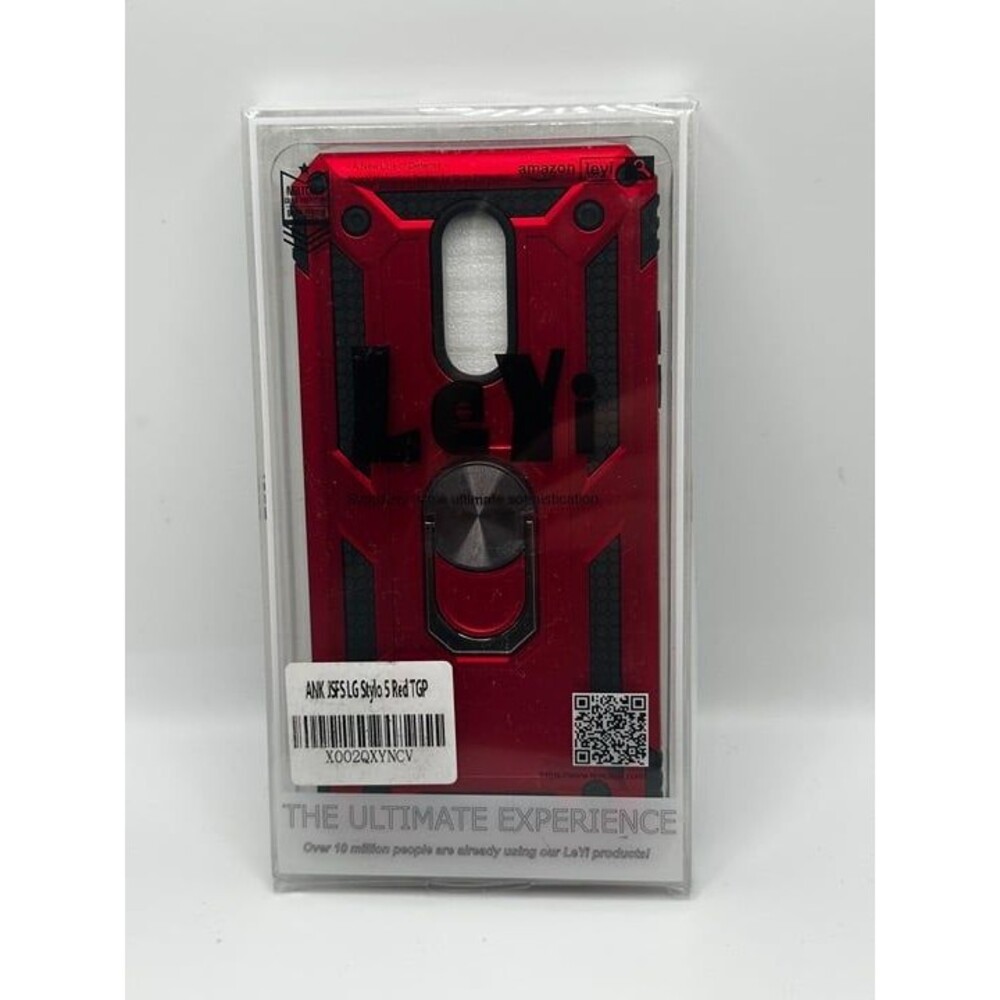 LeYi Red Military Grade Protective Case for LG Stylo 5 with Ring Kickstand